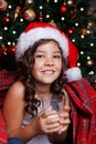 Happy little girl drinking milk Royalty Free Stock Photo