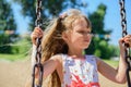 Happy little girl five years old wearing summer dress having fun Royalty Free Stock Photo