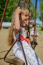 Happy little girl five years old wearing summer dress having fun Royalty Free Stock Photo