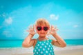 Happy little girl having fun on beach vacation Royalty Free Stock Photo