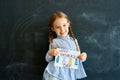 Happy Little Girl Holding Greeting Card for Fathers Day Royalty Free Stock Photo