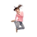 Happy little girl jumping in air Royalty Free Stock Photo