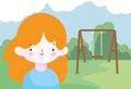 Happy little girl in the park with swing Royalty Free Stock Photo