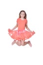 Happy little girl in pink dress jumping Royalty Free Stock Photo