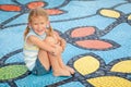 Happy little girl on the playground Royalty Free Stock Photo