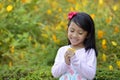 Happy little girl playing outside Royalty Free Stock Photo