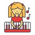 Happy little girl playing on piano, pianist concept. Royalty Free Stock Photo