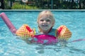 Happy little girl playing at the pool Royalty Free Stock Photo