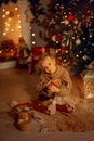 Happy little girl at Christmas eve Royalty Free Stock Photo
