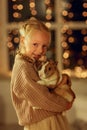 Happy little girl at Christmas eve Royalty Free Stock Photo