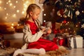 Happy little girl at Christmas eve Royalty Free Stock Photo