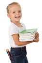 Happy little girl with school books Royalty Free Stock Photo