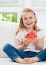 Happy little girl with watermelon Royalty Free Stock Photo