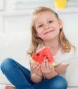 Happy little girl with watermelon Royalty Free Stock Photo