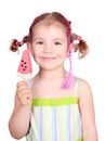 Happy little girl with watermelon ice cream Royalty Free Stock Photo