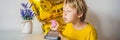 Happy little kid boy celebrating his birthday and blowing candles on homemade baked cake, indoor. Birthday party for Royalty Free Stock Photo