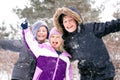 Happy Little Kids Playing Outside in the Winter Snow Royalty Free Stock Photo