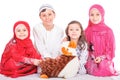 Happy little Muslim kids playing with sheep toy - celebrating Eid ul Adha - Happy Sacrifice Feast