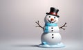 Happy Little Snowman Christmas 3D Art Animated Graphic, Invitation Card Banner Website Design Background - ai generated