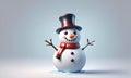 Happy Little Snowman Christmas 3D Art Animated Graphic, Invitation Card Banner Website Design Background - ai generated