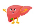 Healthy liver cartoon character standing.