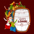 Happy Lohri festival of Punjab India background Royalty Free Stock Photo