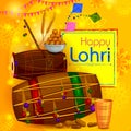 Happy Lohri Punjabi religious holiday background for harvesting festival of India