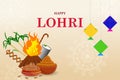 Happy Lohri Punjabi religious holiday background for harvesting festival of India