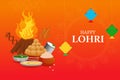 Happy Lohri Punjabi religious holiday background for harvesting festival of India