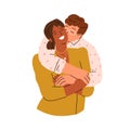 Happy love couple hugging, kissing. Romantic relationship between interracial man and woman, valentines. Family, beloved