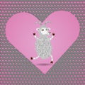 Happy in Love Funny White Cartoon Fluffy Goat Royalty Free Stock Photo