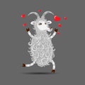 Happy in Love Funny White Cartoon Fluffy Goat Royalty Free Stock Photo