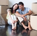 Happy lovers moving house Royalty Free Stock Photo