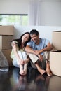 Happy lovers moving house Royalty Free Stock Photo