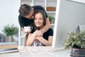 Happy loving couple drinking coffee at home in the morning Royalty Free Stock Photo