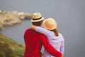 Happy loving couple on scenic sea vacation Royalty Free Stock Photo