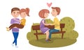 Happy Loving Couples Spending Time Together Vector Illustration Set Royalty Free Stock Photo