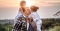 Dad playing with two little cute daughters Royalty Free Stock Photo