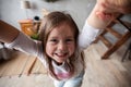 Happy loving family. Father and his daughter child girl playing together. Father`s day concept. Royalty Free Stock Photo