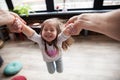 Happy loving family. Father and his daughter child girl playing together. Father`s day concept. Royalty Free Stock Photo