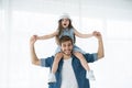 Happy loving family. Father and his daughter child girl playing together. Father`s day concept Royalty Free Stock Photo