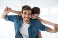 Happy loving family. Father and his daughter child girl playing together. Father`s day concept Royalty Free Stock Photo