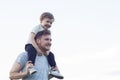 Happy loving family. Father and his son baby boy playing and hugging outdoors. Royalty Free Stock Photo