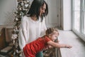 Happy loving family. mother and child girl playing, kissing and hugging Royalty Free Stock Photo