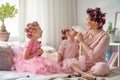 Mom and children doing makeup Royalty Free Stock Photo