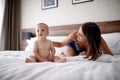 Happy loving family. Mother and her child son playing together o Royalty Free Stock Photo