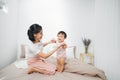 Happy loving family. Mother and her daughter child girl playing Royalty Free Stock Photo