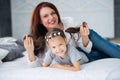 Happy loving family. Mother and her daughter child girl playing and hugging Royalty Free Stock Photo