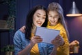 Mom and child with tablet Royalty Free Stock Photo