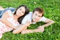 Happy loving young couple outdoors Royalty Free Stock Photo